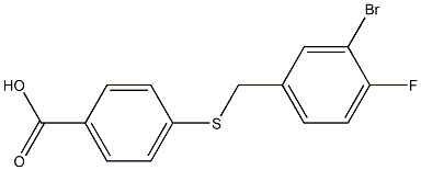 4-{[(3-bromo-4-fluorophenyl)methyl]sulfanyl}benzoic acid Struktur