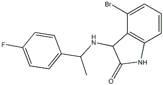 4-bromo-3-{[1-(4-fluorophenyl)ethyl]amino}-2,3-dihydro-1H-indol-2-one Struktur