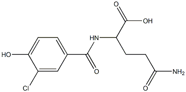 4-carbamoyl-2-[(3-chloro-4-hydroxyphenyl)formamido]butanoic acid Struktur