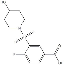 4-fluoro-3-[(4-hydroxypiperidine-1-)sulfonyl]benzoic acid Struktur