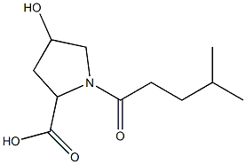 4-hydroxy-1-(4-methylpentanoyl)pyrrolidine-2-carboxylic acid Struktur