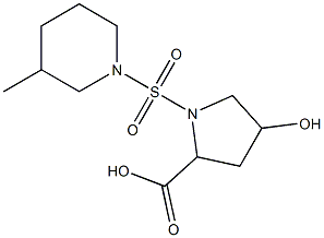 4-hydroxy-1-[(3-methylpiperidine-1-)sulfonyl]pyrrolidine-2-carboxylic acid Struktur