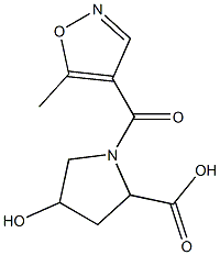 4-hydroxy-1-[(5-methylisoxazol-4-yl)carbonyl]pyrrolidine-2-carboxylic acid Struktur