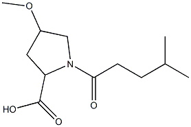 4-methoxy-1-(4-methylpentanoyl)pyrrolidine-2-carboxylic acid Struktur