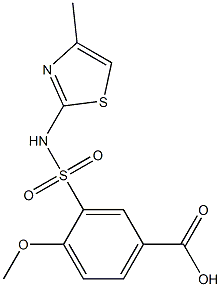 4-methoxy-3-[(4-methyl-1,3-thiazol-2-yl)sulfamoyl]benzoic acid Struktur