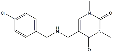 5-({[(4-chlorophenyl)methyl]amino}methyl)-1,3-dimethyl-1,2,3,4-tetrahydropyrimidine-2,4-dione Struktur