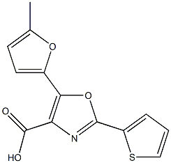 5-(5-methylfuran-2-yl)-2-(thiophen-2-yl)-1,3-oxazole-4-carboxylic acid Struktur