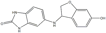 5-[(6-hydroxy-2,3-dihydro-1-benzofuran-3-yl)amino]-2,3-dihydro-1H-1,3-benzodiazol-2-one Struktur