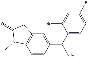 5-[amino(2-bromo-4-fluorophenyl)methyl]-1-methyl-2,3-dihydro-1H-indol-2-one Struktur