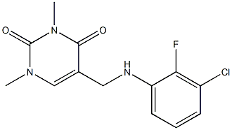 5-{[(3-chloro-2-fluorophenyl)amino]methyl}-1,3-dimethyl-1,2,3,4-tetrahydropyrimidine-2,4-dione Struktur