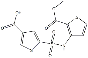 5-{[2-(methoxycarbonyl)thiophen-3-yl]sulfamoyl}thiophene-3-carboxylic acid Struktur