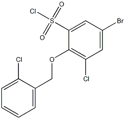 5-bromo-3-chloro-2-[(2-chlorophenyl)methoxy]benzene-1-sulfonyl chloride Struktur