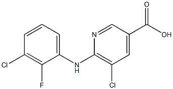 5-chloro-6-[(3-chloro-2-fluorophenyl)amino]pyridine-3-carboxylic acid Struktur