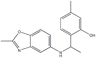 5-methyl-2-{1-[(2-methyl-1,3-benzoxazol-5-yl)amino]ethyl}phenol Struktur