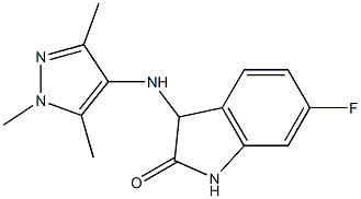 6-fluoro-3-[(1,3,5-trimethyl-1H-pyrazol-4-yl)amino]-2,3-dihydro-1H-indol-2-one Struktur