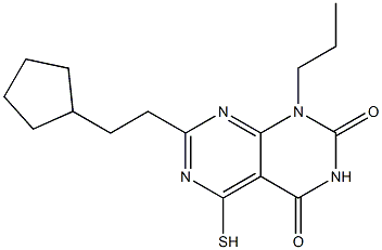 7-(2-cyclopentylethyl)-5-mercapto-1-propylpyrimido[4,5-d]pyrimidine-2,4(1H,3H)-dione Struktur