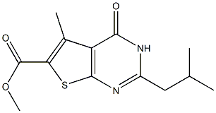 methyl 2-isobutyl-5-methyl-4-oxo-3,4-dihydrothieno[2,3-d]pyrimidine-6-carboxylate Struktur