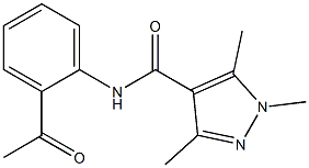 N-(2-acetylphenyl)-1,3,5-trimethyl-1H-pyrazole-4-carboxamide Struktur