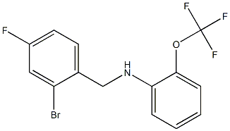 N-[(2-bromo-4-fluorophenyl)methyl]-2-(trifluoromethoxy)aniline Struktur