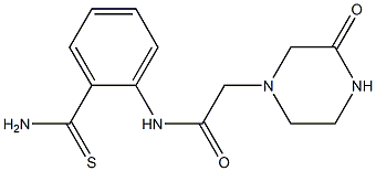 N-[2-(aminocarbonothioyl)phenyl]-2-(3-oxopiperazin-1-yl)acetamide Struktur