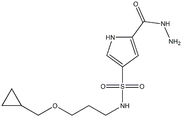 N-[3-(cyclopropylmethoxy)propyl]-5-(hydrazinocarbonyl)-1H-pyrrole-3-sulfonamide Struktur