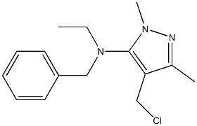 N-benzyl-4-(chloromethyl)-N-ethyl-1,3-dimethyl-1H-pyrazol-5-amine Struktur