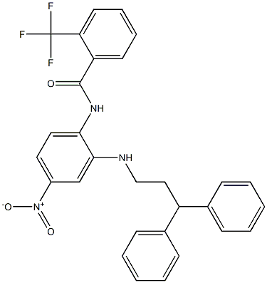 N-[2-(3,3-Diphenyl-propylamino)-4-nitro-phenyl]-2-trifluoromethyl-benzamide Struktur