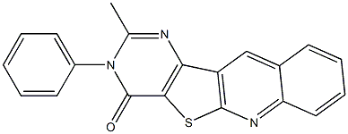 2-methyl-3-phenylpyrimido[4',5':4,5]thieno[2,3-b]quinolin-4(3H)-one Struktur