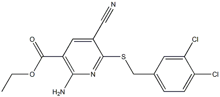 ethyl 2-amino-5-cyano-6-[(3,4-dichlorobenzyl)sulfanyl]nicotinate Struktur