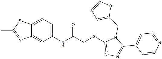 2-{[4-(furan-2-ylmethyl)-5-pyridin-4-yl-4H-1,2,4-triazol-3-yl]sulfanyl}-N-(2-methyl-1,3-benzothiazol-5-yl)acetamide Struktur