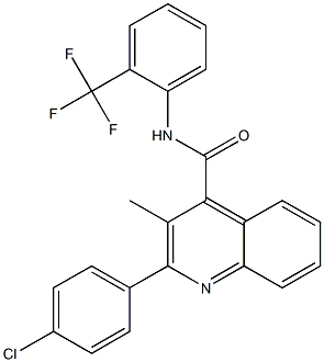 2-(4-chlorophenyl)-3-methyl-N-[2-(trifluoromethyl)phenyl]quinoline-4-carboxamide Struktur