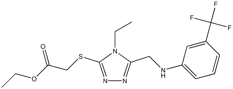 ethyl {[4-ethyl-5-({[3-(trifluoromethyl)phenyl]amino}methyl)-4H-1,2,4-triazol-3-yl]sulfanyl}acetate Struktur