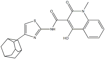 4-hydroxy-1-methyl-2-oxo-N-(4-tricyclo[3.3.1.1~3,7~]dec-2-yl-1,3-thiazol-2-yl)-1,2-dihydroquinoline-3-carboxamide Struktur