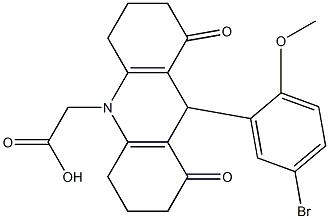 (9-(5-bromo-2-methoxyphenyl)-1,8-dioxo-2,3,4,5,6,7,8,9-octahydro-10(1H)-acridinyl)acetic acid Struktur