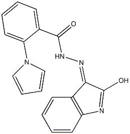 N'-(2-hydroxy-3H-indol-3-ylidene)-2-(1H-pyrrol-1-yl)benzohydrazide Struktur