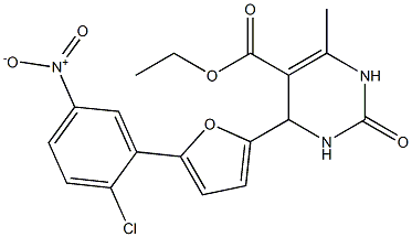 ethyl 4-(5-{2-chloro-5-nitrophenyl}-2-furyl)-6-methyl-2-oxo-1,2,3,4-tetrahydro-5-pyrimidinecarboxylate Struktur