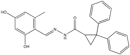 N'-(2,4-dihydroxy-6-methylbenzylidene)-2,2-diphenylcyclopropanecarbohydrazide Struktur