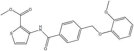 methyl 3-({4-[(2-methoxyphenoxy)methyl]benzoyl}amino)-2-thiophenecarboxylate Struktur