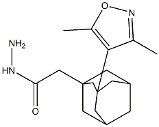 2-[3-(3,5-dimethyl-4-isoxazolyl)-1-adamantyl]acetohydrazide Struktur