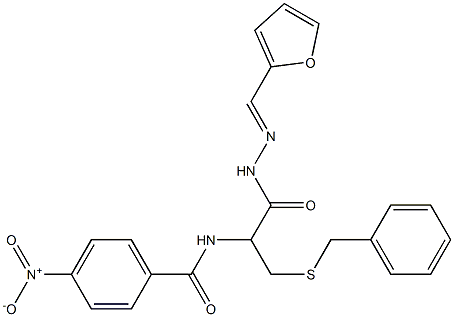 N-{1-[(benzylsulfanyl)methyl]-2-[2-(2-furylmethylene)hydrazino]-2-oxoethyl}-4-nitrobenzamide Struktur