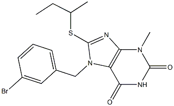 7-(3-bromobenzyl)-8-(sec-butylsulfanyl)-3-methyl-3,7-dihydro-1H-purine-2,6-dione Struktur