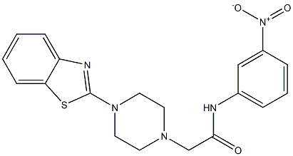 2-[4-(1,3-benzothiazol-2-yl)-1-piperazinyl]-N-{3-nitrophenyl}acetamide Struktur