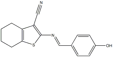 2-[(4-hydroxybenzylidene)amino]-4,5,6,7-tetrahydro-1-benzothiophene-3-carbonitrile Struktur