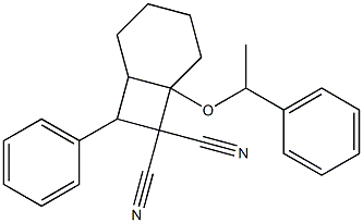 8-phenyl-6-(1-phenylethoxy)bicyclo[4.2.0]octane-7,7-dicarbonitrile Struktur