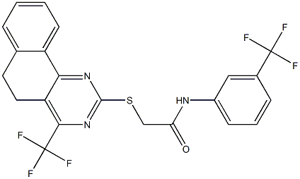 2-{[4-(trifluoromethyl)-5,6-dihydrobenzo[h]quinazolin-2-yl]sulfanyl}-N-[3-(trifluoromethyl)phenyl]acetamide Struktur