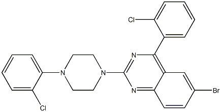 6-bromo-4-(2-chlorophenyl)-2-[4-(2-chlorophenyl)-1-piperazinyl]quinazoline Struktur