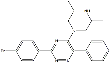 3-(4-bromophenyl)-5-(3,5-dimethyl-1-piperazinyl)-6-phenyl-1,2,4-triazine Struktur