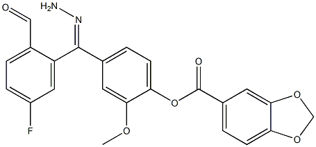 4-[2-(4-fluorobenzoyl)carbohydrazonoyl]-2-methoxyphenyl 1,3-benzodioxole-5-carboxylate Struktur