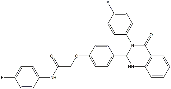 N-(4-fluorophenyl)-2-{4-[3-(4-fluorophenyl)-4-oxo-1,2,3,4-tetrahydro-2-quinazolinyl]phenoxy}acetamide Struktur