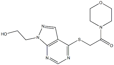 2-(4-{[2-(4-morpholinyl)-2-oxoethyl]sulfanyl}-1H-pyrazolo[3,4-d]pyrimidin-1-yl)ethanol Struktur